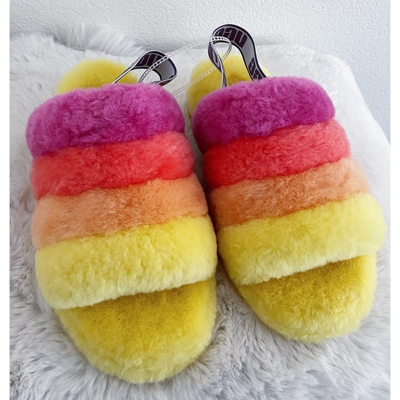 UGG Fluff Yeah Slippers - Rainbow Yellow - Picture 2 of 7